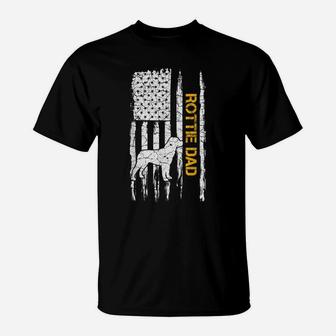 Vintage Usa American Flag Rottweiler Dad Rottie Silhouette T-Shirt | Crazezy DE