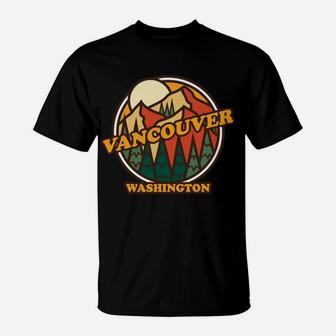 Vintage Vancouver, Washington Mountain Hiking Souvenir Print T-Shirt | Crazezy UK
