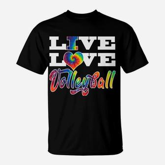 Volleyball Hoodie Live Love Tie Dye Look For Girls Teens T-Shirt | Crazezy