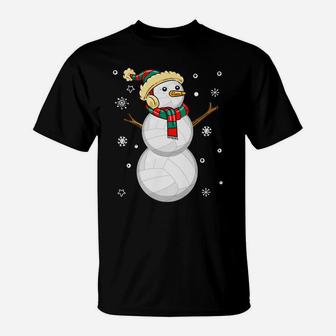 Volleyball Snowman Christmas Gift Tee Xmas Snowmie Santa Tee T-Shirt | Crazezy UK