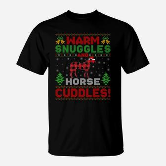 Warm Snuggles And Horse Cuddles Ugly Horse Christmas Sweatshirt T-Shirt | Crazezy