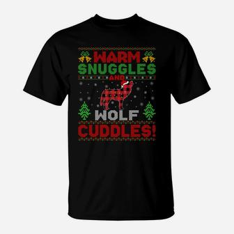 Warm Snuggles And Wolf Cuddles Ugly Wolf Christmas Sweatshirt T-Shirt | Crazezy UK