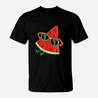 Watermelon Summer Melon With Sunglasses Funny Watermelon T-Shirt | Crazezy DE