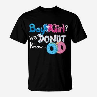 We Donut Know Funny Gender Reveal Family T-Shirt | Crazezy