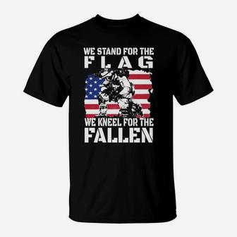 We Stand For The Flag We Kneel For The Fallen American Flag T-Shirt - Monsterry AU