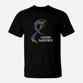 Wear Rainbow Puzzle Ribbon Autism Awareness T-Shirt - Monsterry