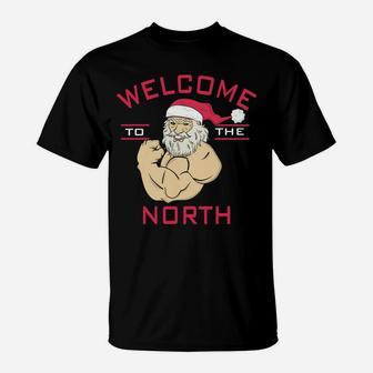 Welcome To North Swole Santa Claus Christmas Bodybuilding T-Shirt | Crazezy