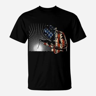 Welder American Flag Patriotic Welde Coworkers Distressed Shirt T-Shirt - Monsterry CA