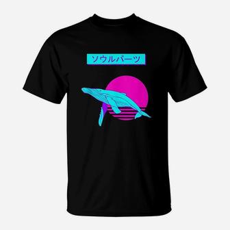 Whale 80S 90S Retro Japanese Aesthetic Art T-Shirt | Crazezy DE