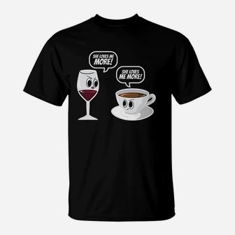 Wine Vs Coffee T-Shirt | Crazezy UK