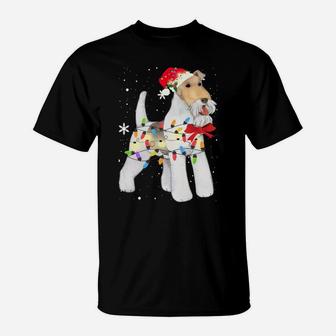 Wire Hair Fox Terrier Dog Christmas Light Xmas Mom Dad Gifts Sweatshirt T-Shirt | Crazezy DE