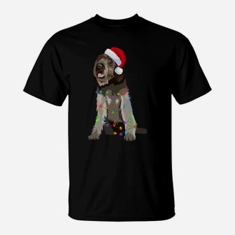 Wirehaired Pointing Griffon Christmas Lights Xmas T-Shirt | Crazezy