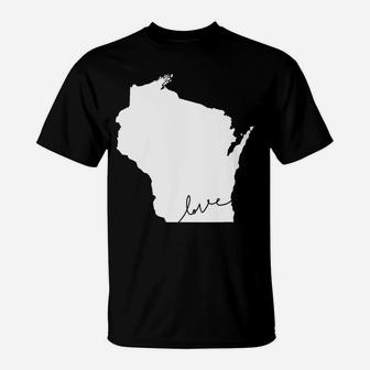 Wisconsin Love Heart Home State Midwest Wisco Vintage Retro T-Shirt | Crazezy UK