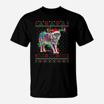 Wolf Animal Ugly Sweater Christmas Puppy Animal Lover T-Shirt | Crazezy