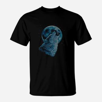 Wolf Howling At The Moon T-Shirt - Thegiftio