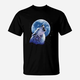 Wolf Howling At The Moon T-Shirt - Thegiftio