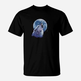 Wolf Howling At The Moon T-Shirt - Thegiftio