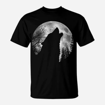 Wolf Wild Lone Howling Full Moon Nature Wildlife Wilderness T-Shirt | Crazezy CA