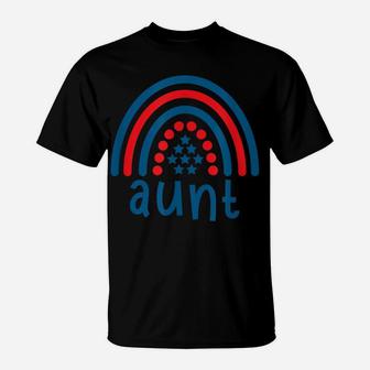 Women Aunt With Boho Rainbow 4Th July Design Funny Gift T-Shirt | Crazezy