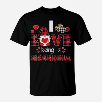 Women I Love Being A Grandma Gnome Plaid Valentines Day Gift T-Shirt | Crazezy DE