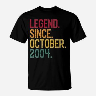 Womens 15Th Birthday Gifts Legend Since October 2004 15 Years Old T-Shirt | Crazezy