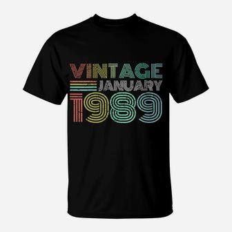 Womens 30Th Birthday Gift Vintage January 1989 Thirty Years Old T-Shirt | Crazezy