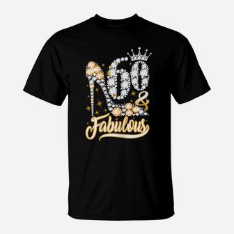 Womens 60 And Fabulous 60 Year Old 60Th Birthday Diamond Shoe Crown T-Shirt | Crazezy AU