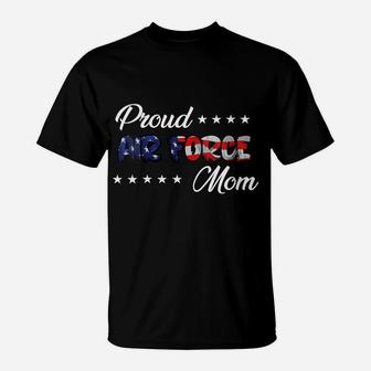 Womens American Flag Bold Proud Air Force Mom T-Shirt | Crazezy