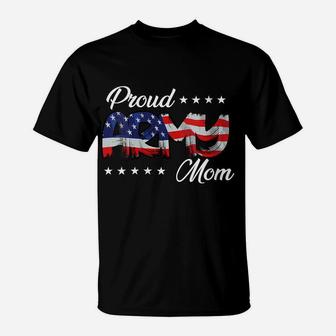 Womens American Flag Bold Proud Army Mom T-Shirt | Crazezy