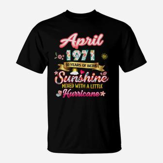 Womens April Girl 1971 Tshirt 50 Years Old 50Th Birthday Flower T-Shirt | Crazezy DE