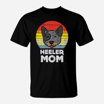 Womens Blue Red Heeler Mom Retro Animal Pet Cattle Dog Women Gift T-Shirt | Crazezy