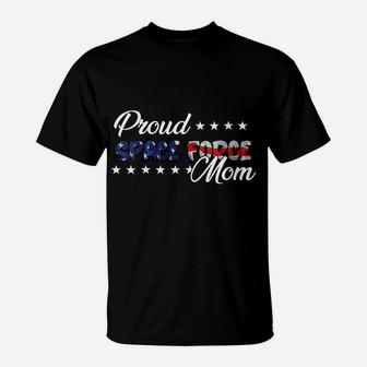 Womens Bold Flag Proud Space Force Mom T-Shirt | Crazezy