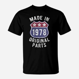 Womens Born In 1978 Vintage Made In 1978 Original Parts Birth Year T-Shirt | Crazezy DE