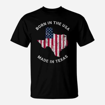 Womens Born In The Usa Flag Vintage State Of Texas Gifts Made In T-Shirt | Crazezy
