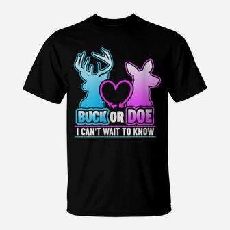 Womens Buck Or Doe Can't Wait To Know Gender Reveal T-Shirt - Monsterry