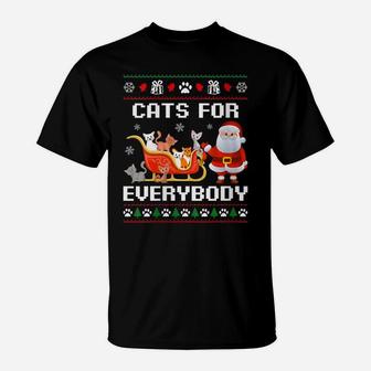 Womens Cats For Everybody Ugly Funny Christmas Cat Lovers Kittens T-Shirt | Crazezy