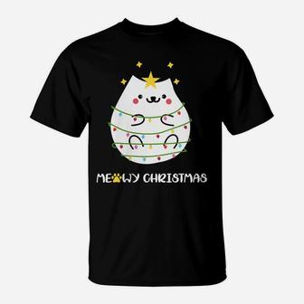 Womens Christmas Cat Lovers Funny Ugly Sweater Pajama Polar Express T-Shirt | Crazezy UK
