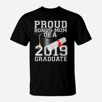 Womens Class Of 2019 Proud Bonus Mom Matching Graduation Varsity T-Shirt | Crazezy