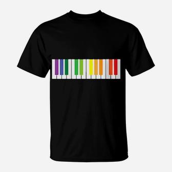 Womens Cool Rainbow Piano Lgbt Pride Musician T-Shirt - Monsterry UK