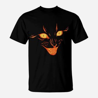 Womens Creepy Cat Face, Vintage Black Cat Lover, Retro Style Cats T-Shirt | Crazezy