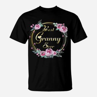 Womens Cute Best Granny Ever Costume Mothers Day Gift Floral T-Shirt | Crazezy UK