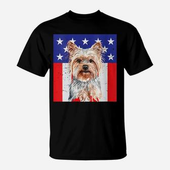 Womens Cute Yorkshire Terrier Usa Star Spangled Proud Mom Yorkie T-Shirt | Crazezy