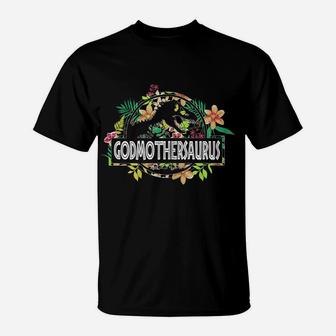 Womens Dinosaur Mom Mothers Day Godmothersaurus T Rex Flower Gift T-Shirt | Crazezy DE