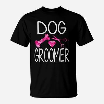 Womens Dog Groomer Cute Animal Pet Grooming Job Shears Scissors Tee T-Shirt | Crazezy