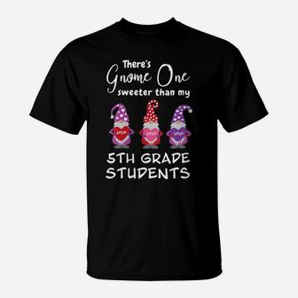 Womens Fifth Grade Teacher Valentine's Day Gnomes T-Shirt | Crazezy