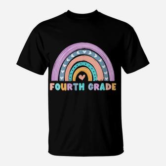 Womens Fourth Grade Boho Rainbow Funny Hello 4Th Grade School Team T-Shirt | Crazezy