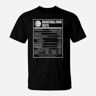 Womens Funny Basketball Mom Nutrition Facts Proud Parent T-Shirt | Crazezy AU