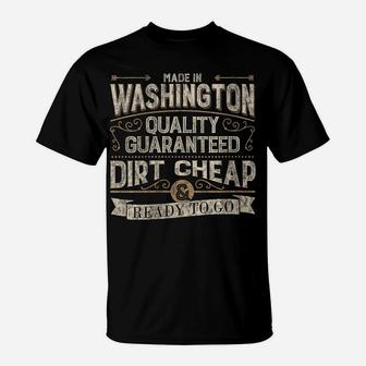 Womens Funny Made In Washington Retro Vintage Style Home State T-Shirt | Crazezy