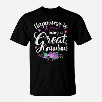 Womens Happiness Is Being A Great Grandma Mother's Day Gift T-Shirt | Crazezy