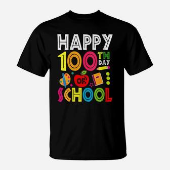 Womens Happy 100Th Day Of School Teacher & Student 100Th Day School T-Shirt | Crazezy